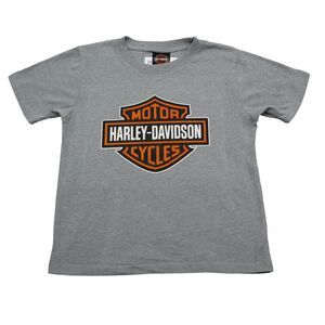 Harley Davidson Shirt Boys 12 Gray Short Sleeve Round Neck Graphic Print T Shirt